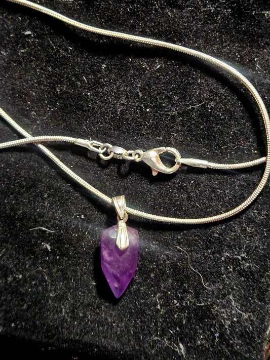 .925 Silver Amethyst Pendant and Chain